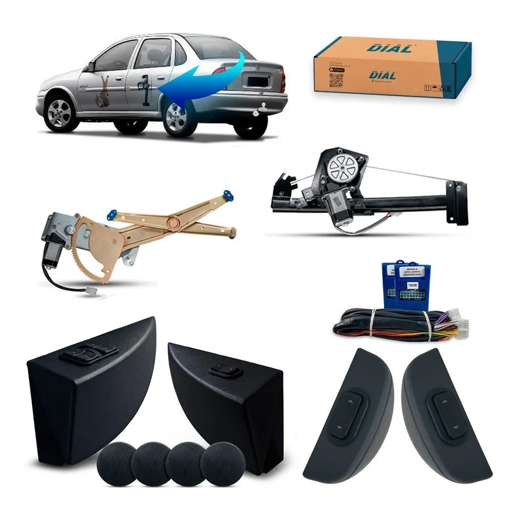 Kit Vidro Elétrico Corsa Classic 4 portas Completo Sensorizado