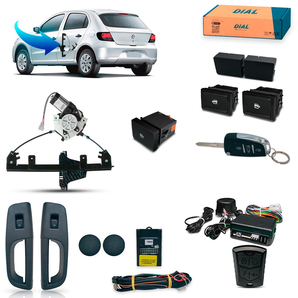 Kit Vidro Elétrico+alarme Canivete Gol G5 Voyage Gv Traseiro