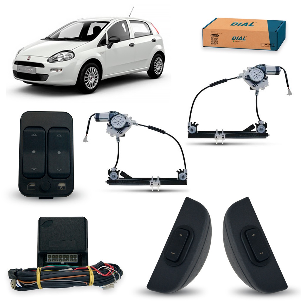 Kit Vidro Eletrico Punto 4P Traseiro (08/18) Alternativo Inteligente