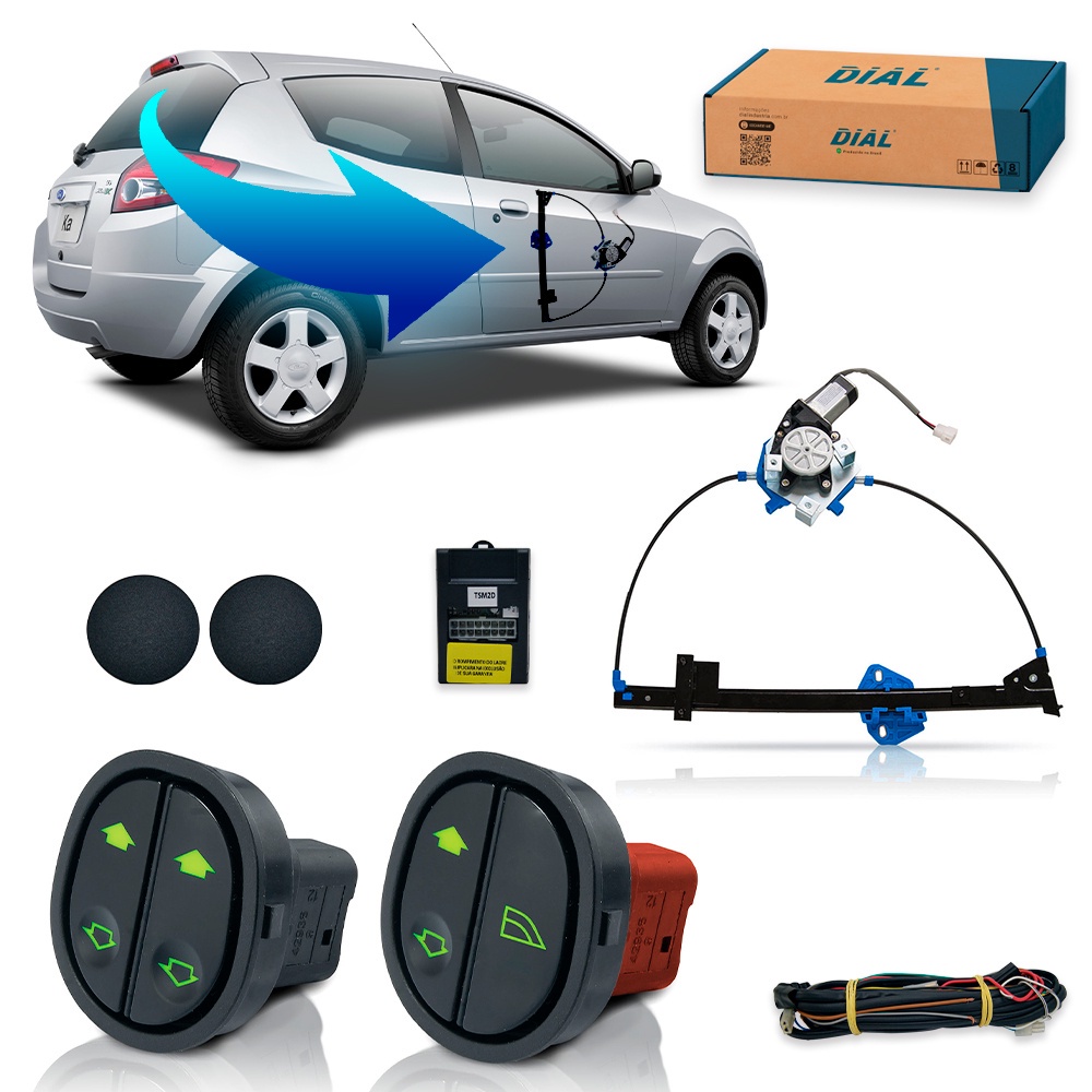 Kit Vidro Elétrico KA 2 Portas Inteligente (1997 a 2014)