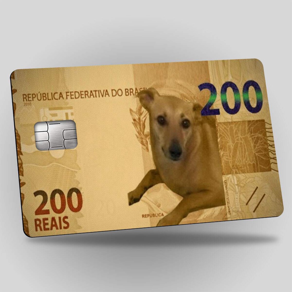 Adesivos Para Cartão Nota de 200 reais Cachorro