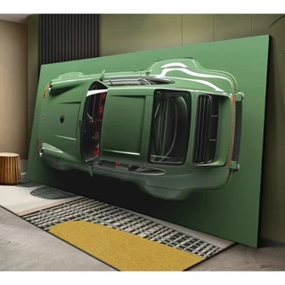 Quadro Decorativo Porsche 911 Verde Grande Luxo Sala Quarto