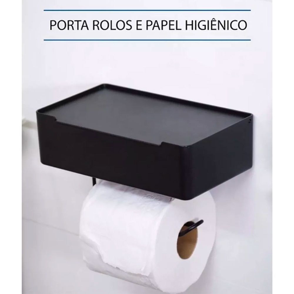 Porta Lenços E Papel Higiênico Com Fixação 3m Arthi Black 3