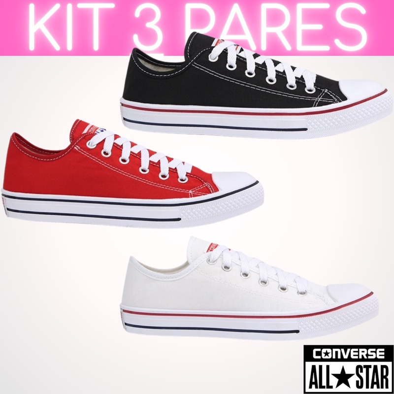 Kit Tenis Feminino Sapatenis Tênis Star Casual Femenino Masculino Baixo Sapato Confortável