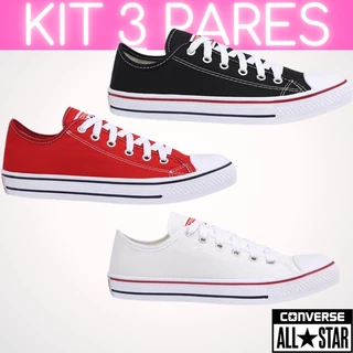 Kit Tenis Feminino Sapatenis Tênis Star Casual Femenino Masculino Baixo Sapato Confortável