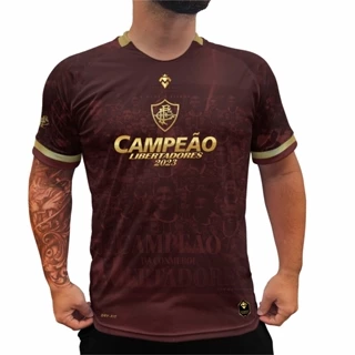 Camiseta Dry Fit Grená Fluminense CAMPEÃO DA LIBERTADORES Euro Slim Mantoo