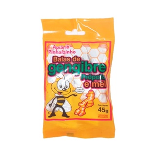 Bala de Gengibre Própolis e Mel Apiário Pinhalzinho 45g