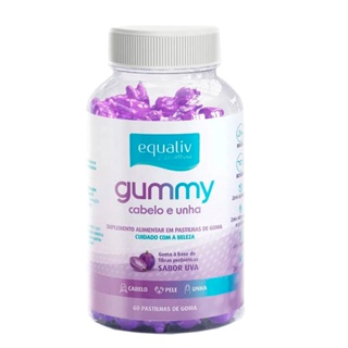 Gummy Cabelos e Unhas Sabor Uva Equaliv 60 pastilhas