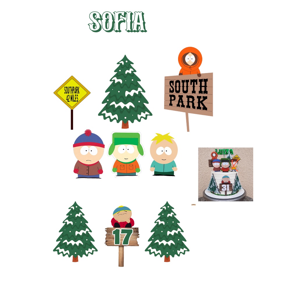 Topo de bolo SOUTH PARK Topper personalizado