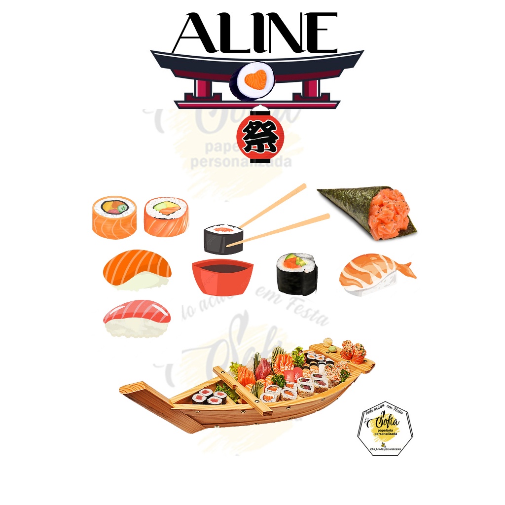 Topo de bolo COMIDA JAPONESA Topper personalizado | Shopee Brasil