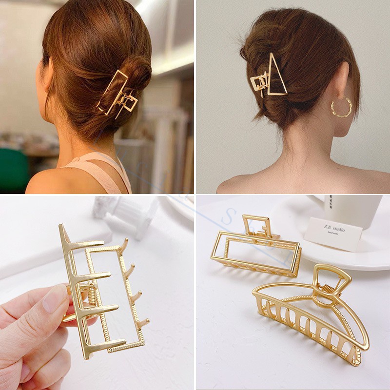 GOLD ASIAN CRUSH HAIR CLIPS!! Obsessed with these trendy Korean-style gold hair clips  main image 3
