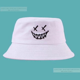 Chapéu Bucket hat cata Ovo tamanho único Bordado Smiley Face Terror
