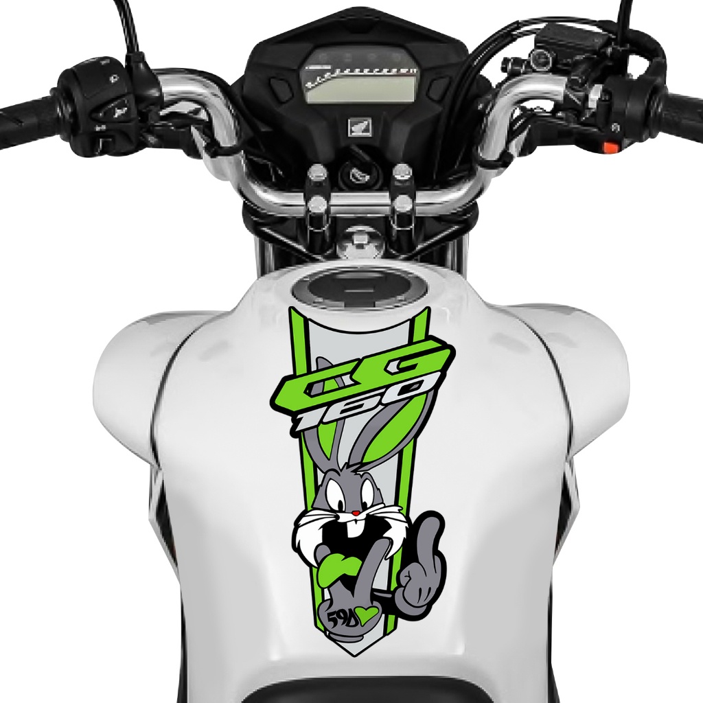 Adesivo Tanque de Moto Honda Cg 160 59D Coelho Verde e Cinza Decorativo ...