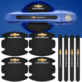 Kit 8 Peças Adesivo Protetor Maçaneta de Porta Chevrolet Fibra de Carbono Carro Anti Arranhões