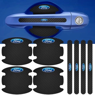 Kit 8 Peças Adesivo Protetor Maçaneta de Porta Ford Fibra de Carbono Carro Anti Arranhões