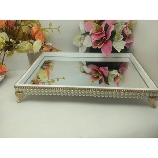 Bandeja Espelhada de perolas 20x30 Lavabo Bar Decoraçao