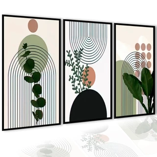 Quadros Decorativos Para Sala Folhagem Neutras Folhas Coloridas Moldura Luxo