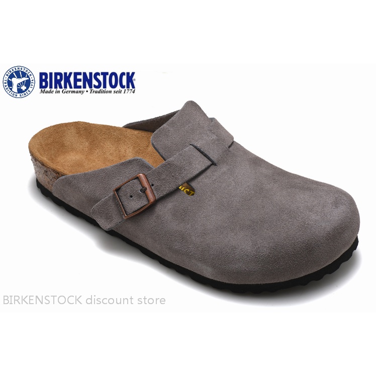 Birkenstock Boston Clássico Masculino/Feminino De Cortiça Cinza Sandálias Anti-Pêlos 34-46