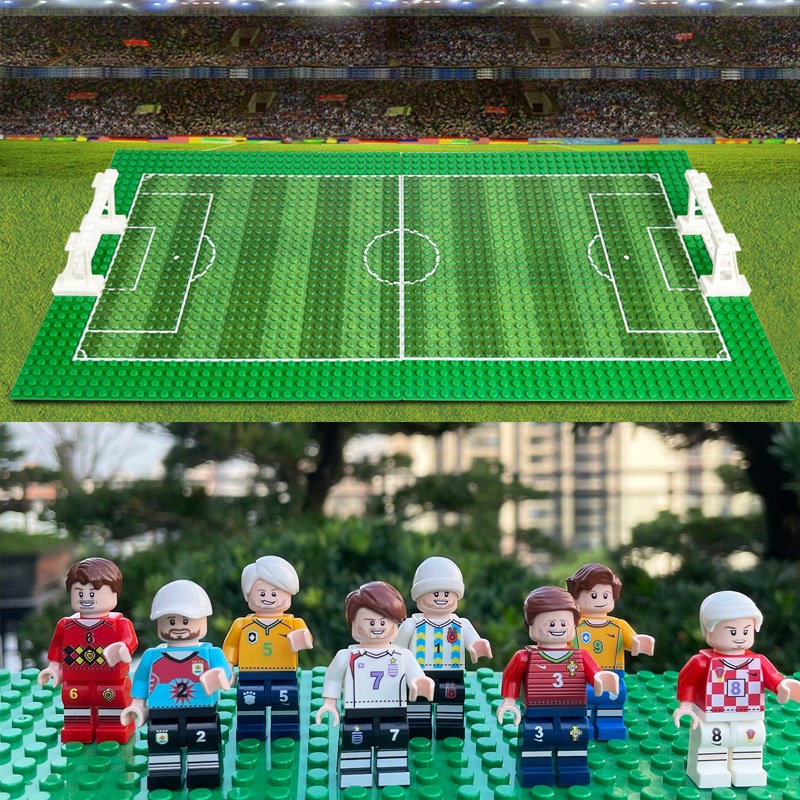 Moc Compatível com Lego Pequeno Partícula Montado Bloco de Construção Brinquedos Estádio Futebol Cena Futebol Estádio Esportes Figuras