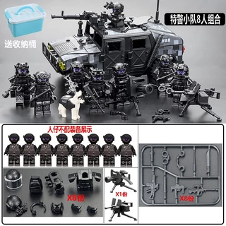 Compatível com os blocos de construção militares Lego Equipe SWAT Minifiguras das Forças Especiais Minifiguras da Polícia Crianças Montando Educ