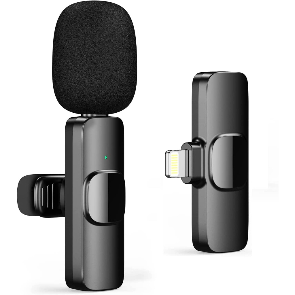 Microfone de Lapela Sem Fio K9 Vlog Compatível Tipo C e iPhone