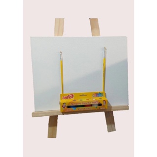 Kit de Pintura Infantil c/ 01 Mini Cavalete + 2 Telas + 06 Cores