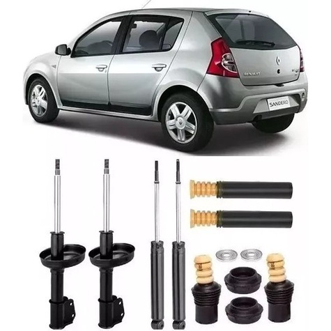 4 Amortecedores + 4 Batentes Sandero 20052012