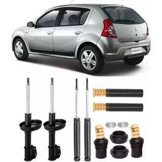 4 Amortecedores + 4 Batentes Sandero 20052012