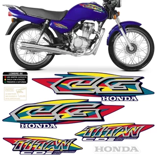 Kit Adesivo Tanque Moto Honda Cg Titan 125 1999 99 Faixa + Etiquetas Advertência