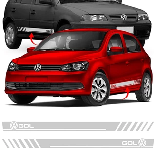 Kit Adesivo Decorativo Lateral Porta Vw Gol G2 G3 G4 G5 G6 Faixa Porta Prata