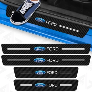 Kit 4 Peças Adesivo Soleira de Porta Carro Modelo Ford Proteção Fibra de Carbono Anti Arranhões
