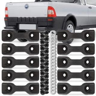 Kit 10 Ganchos Para Caçamba Fiat Strada 1997 A 2014 Toro Jogo de Parafusos e Arruelas