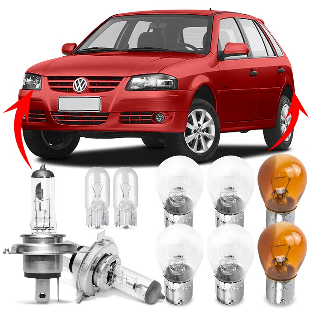 Kit Lampada Para Farol e Lanterna Traseira Gol G4 2006 2007 2008 2009 ...