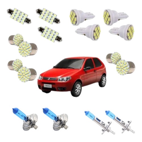 Palio G2 G3 Farol Kit Lâmpadas+ Leds Super Brancas