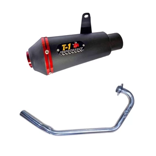ESCAPE TORO T-1 + CURVA INOX CB 250 2016/... BLACK VERMELHO
