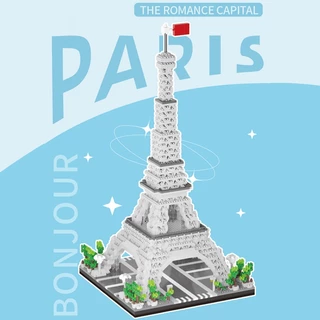 Lingtian'an Door Corner Floor Compatível Lego Street View Torre Eiffel Taj Famoso Modelo de Edifício Montado