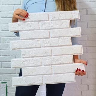 Placa 3d Pvc 50x50 Parede Tijolinho Branco Kit 5 Unidades