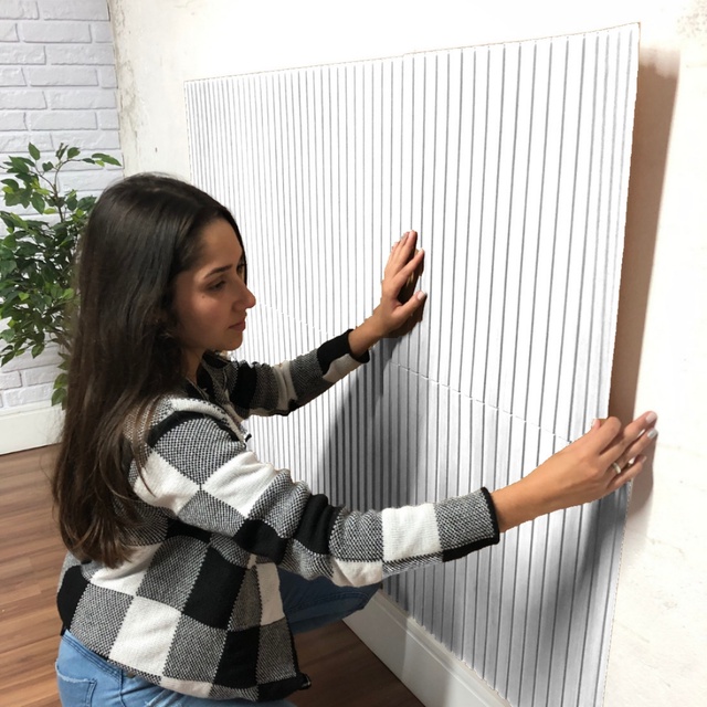 Painel Ripado Pvc Branco Kit Com 12 Placas Decorativas 3D