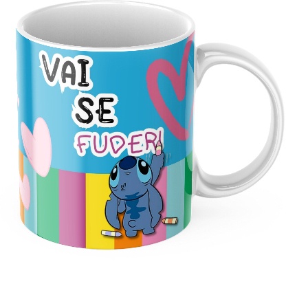 Caneca Stitch Frases Divertidas | VAI SE FUDER | Shopee Brasil