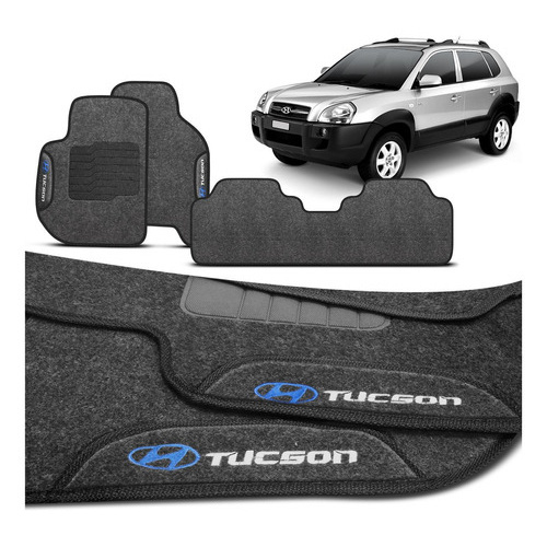 Jogo Tapete Carpete Tucson 2005 A 2015 Bordado 3 Peças