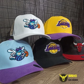 Boné de Basquete Aba Curva e Aba Reta Reta Masculino Snapback - Envio Imediato