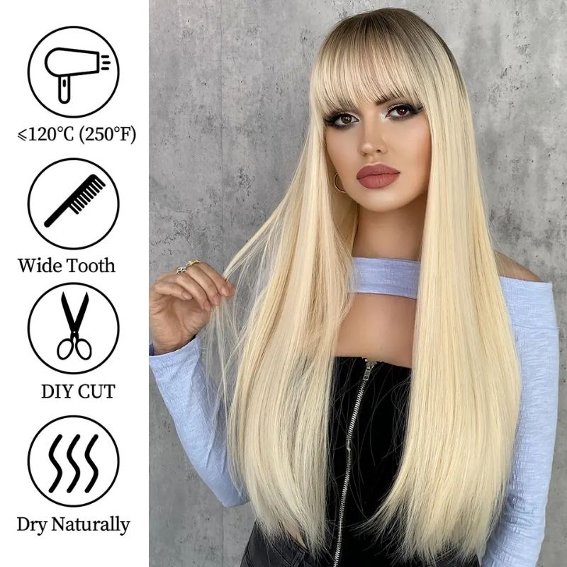 Peruca Lace Wig Longa media Com Franja Orgânica Premium