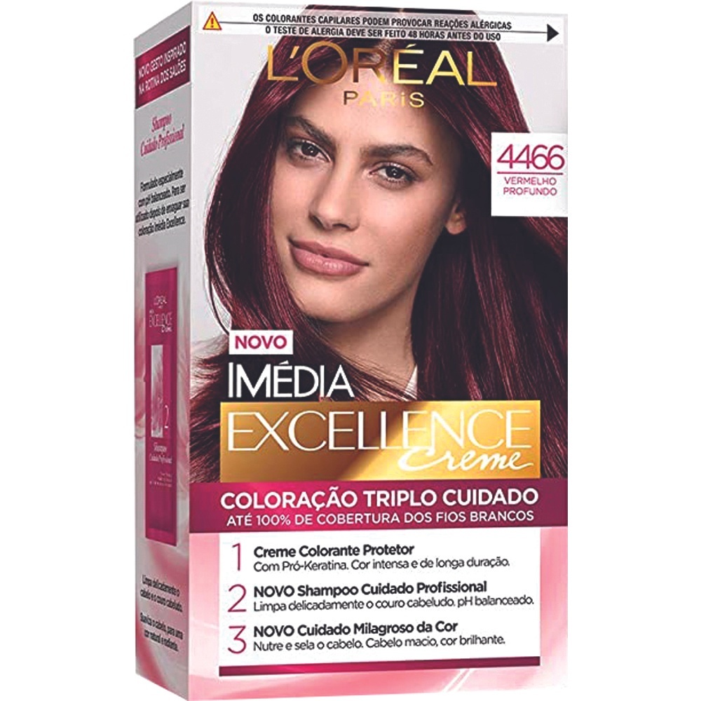 kit com 4 TINTURA L'OREAL IMEDIA EXCELLENCE CREME 4466 VERMELHO ...