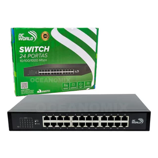 Switch 24 Portas Gigabit 10/100/1000mbps Homologado Anatel - DC WORLD