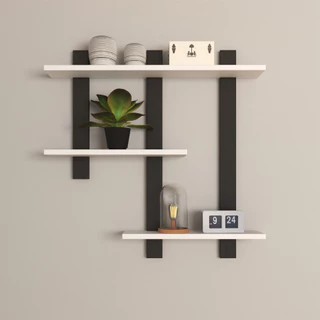 3 Prateleiras Nicho Suspensa Mdf Branco Decoração Quarto Sala Escritório 65cm