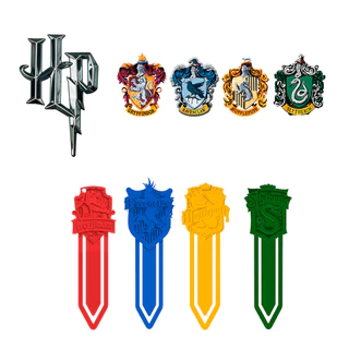 Marcador de página Harry Potter Grifinoria Corvinal Sonserina Lufa-Lufa Colorido Kit Resistente Marca Paginas