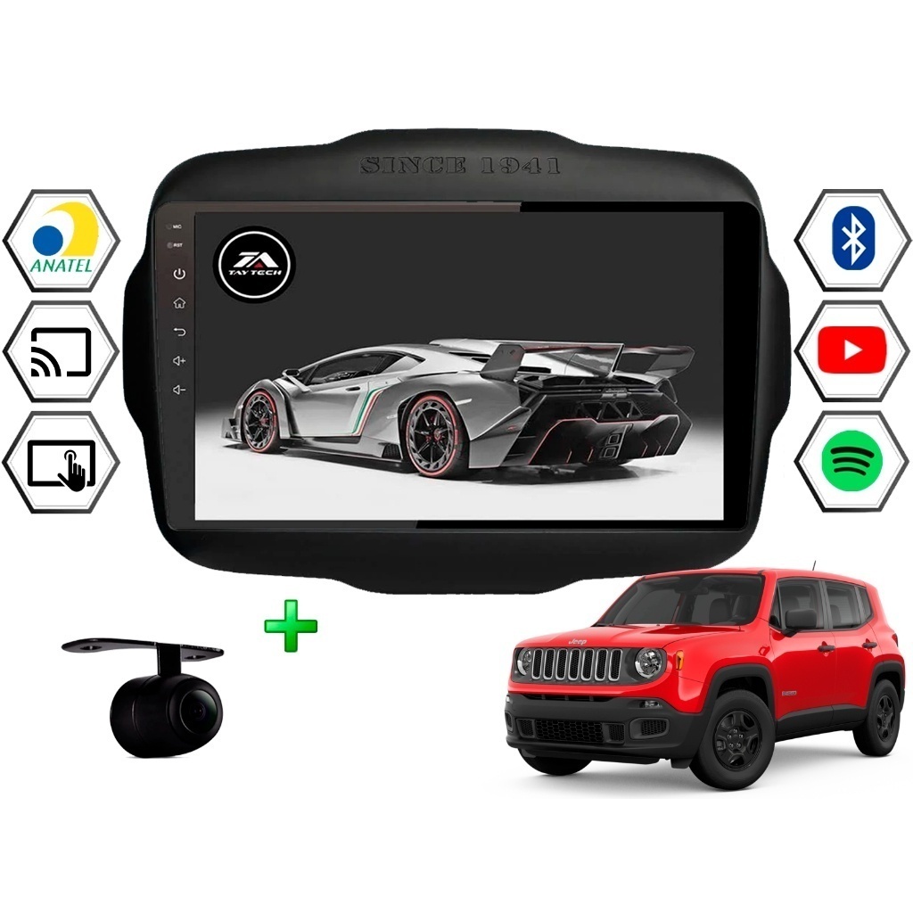 Central Multimidia Renegade Android Auto CarPlay Mp8 Moldura Cam ...