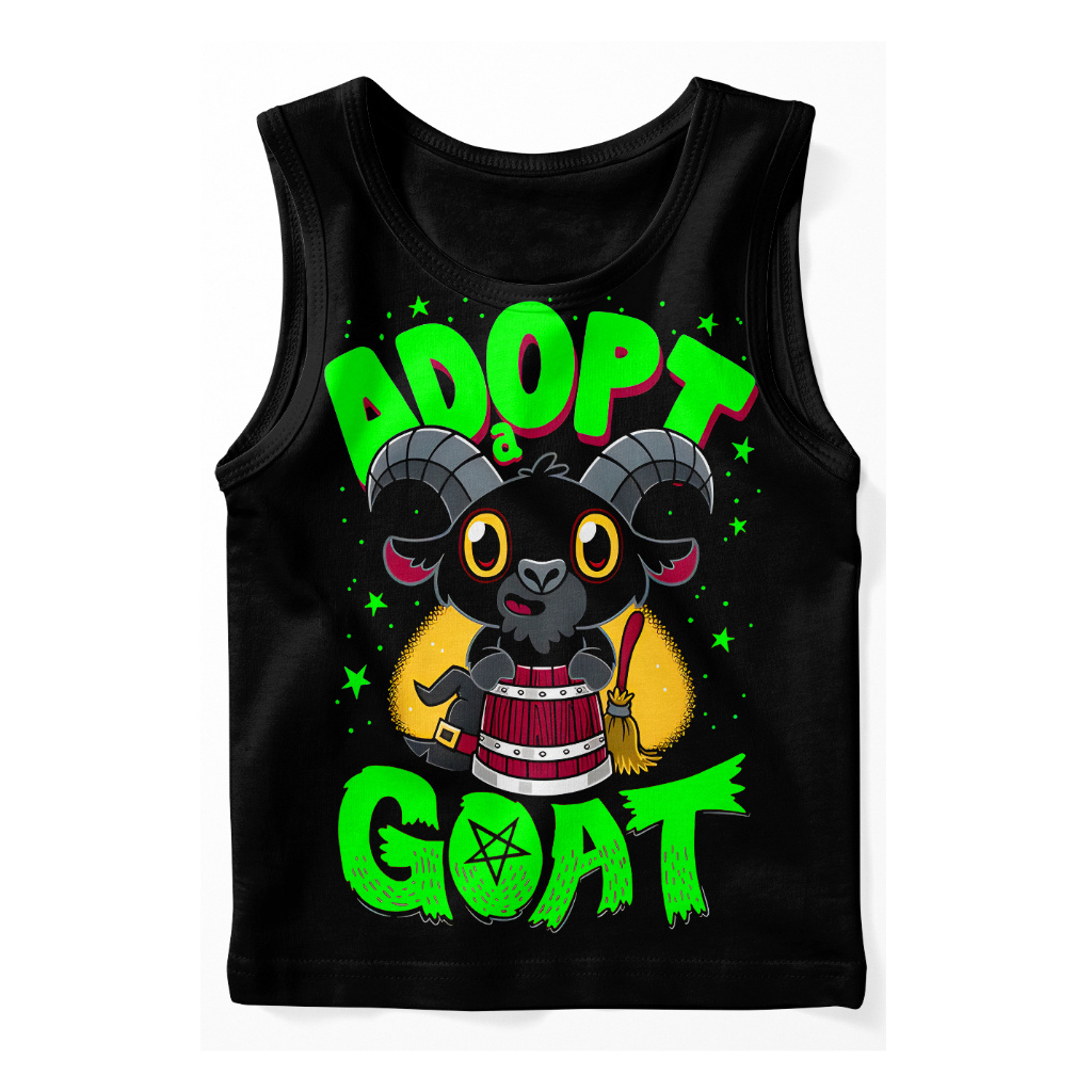 Canottiera Death Metal Con Stamapa Baphomet E Pentacolo, 100% Cotone, Vari Colori, UK