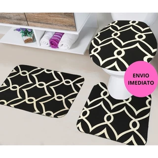 Kit Tapete de Banheiro 3 Peças Antiderrapante Várias Estampas