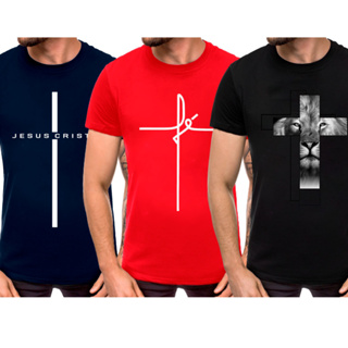 Kit 3 Peças - T-Shirt - Blusa Masculina - Camiseta - Moda Evangélica